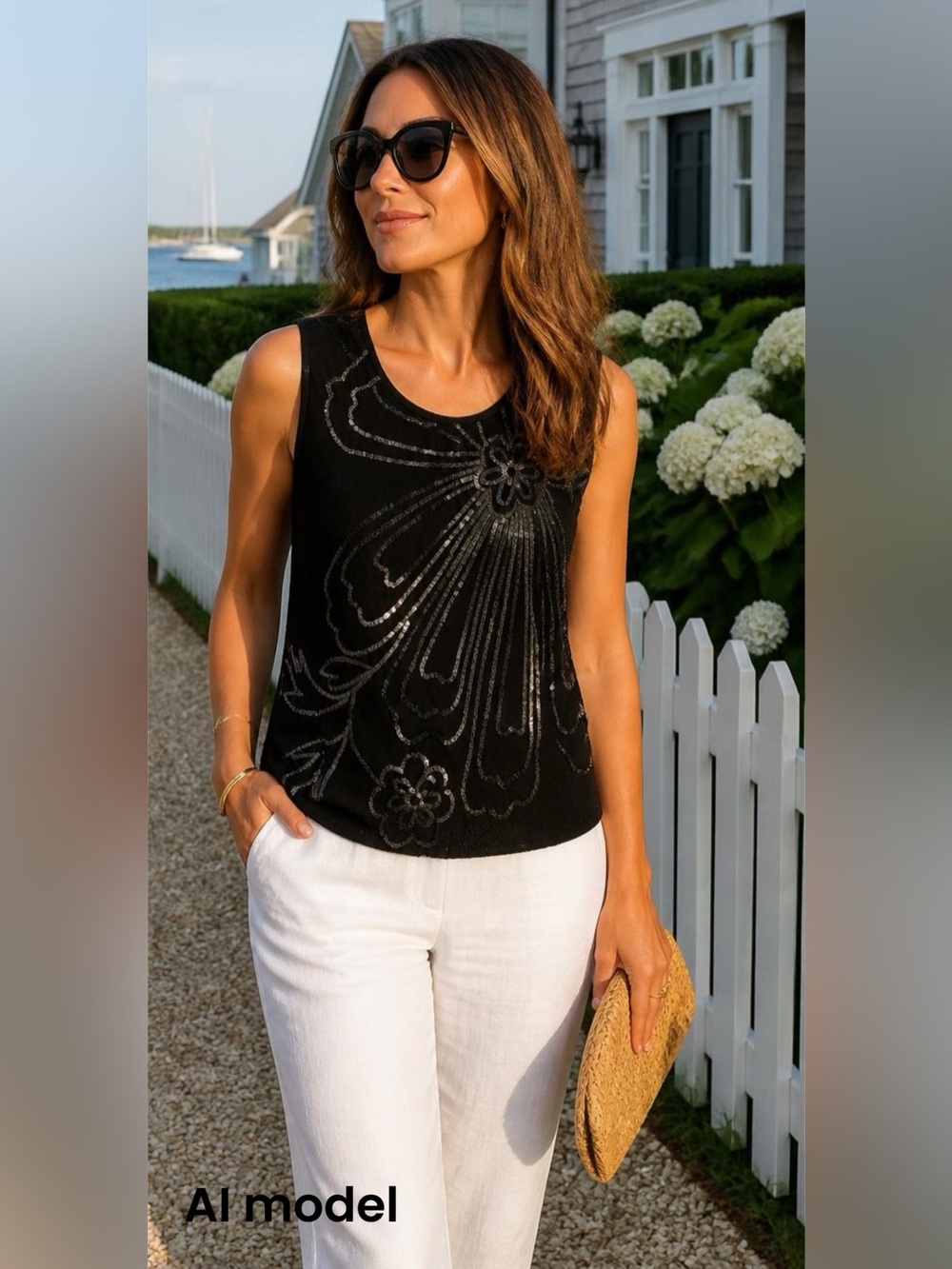 August Max black top with sequins‎